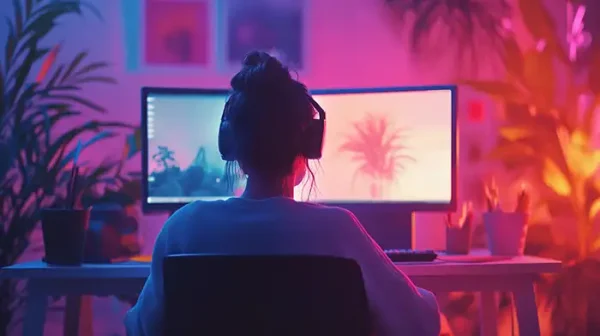 ragazza al computer