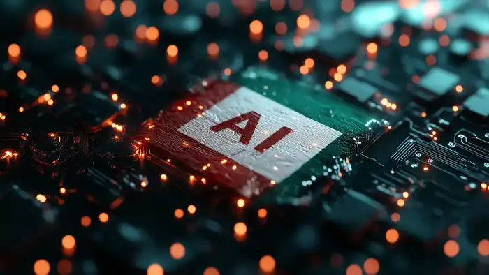 un chip AI con la bandiera dell'Italia